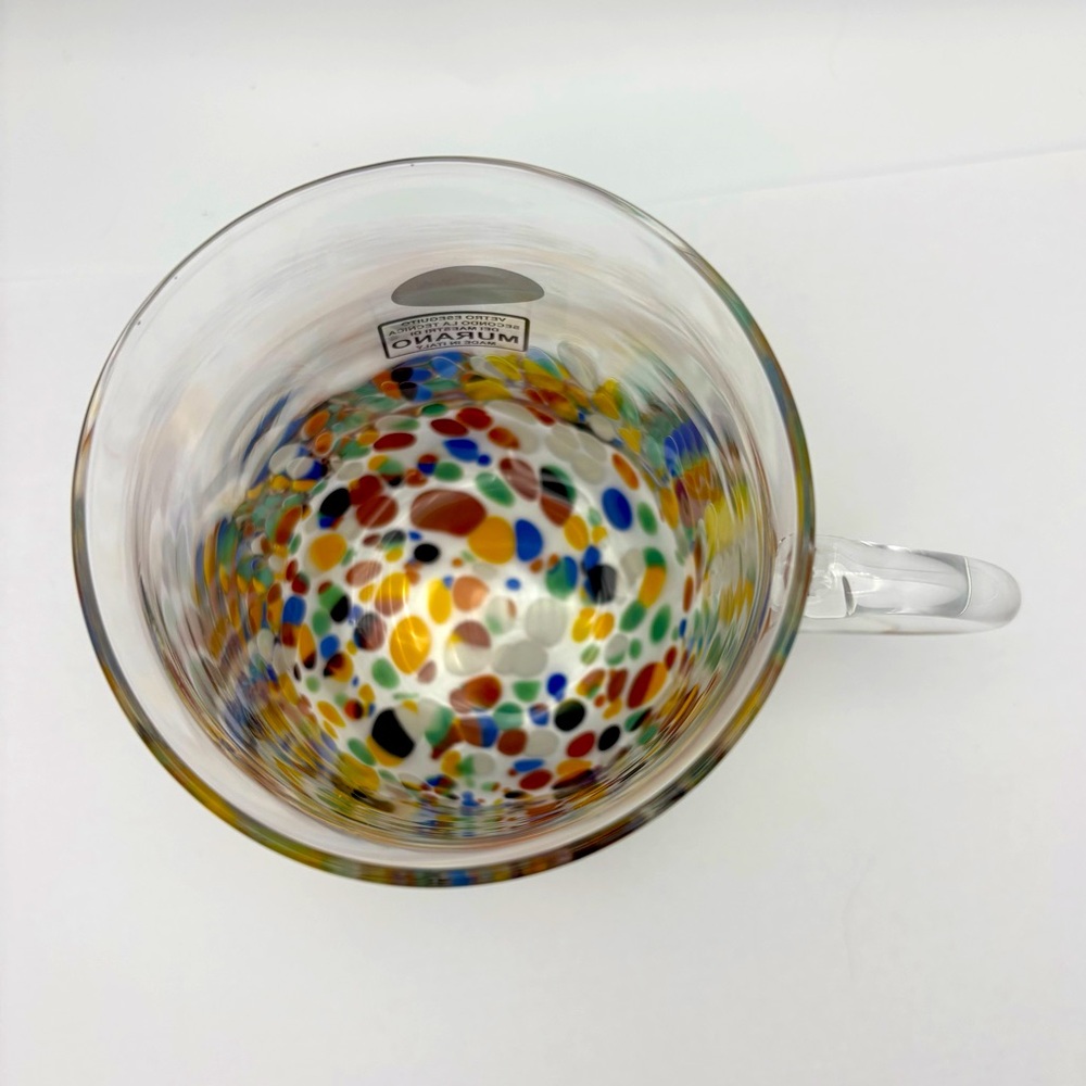 Murano White Crystal Confetti Studio Art Glass Mug NWT - Picture 4 of 6